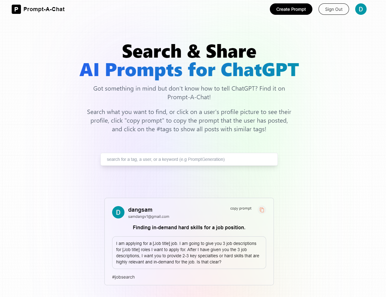 Prompt-A-Chat: AI Prompt Sharing APP